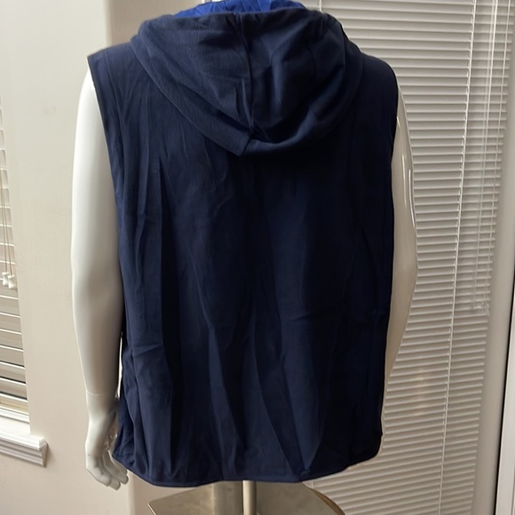 Michael Kors Front Zip Drawstring Hood Sleeveless Hoodie Vest - Picture 7 of 9